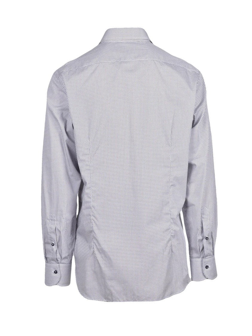 Brio Brown/Blue Geometric Print Cotton Shirt