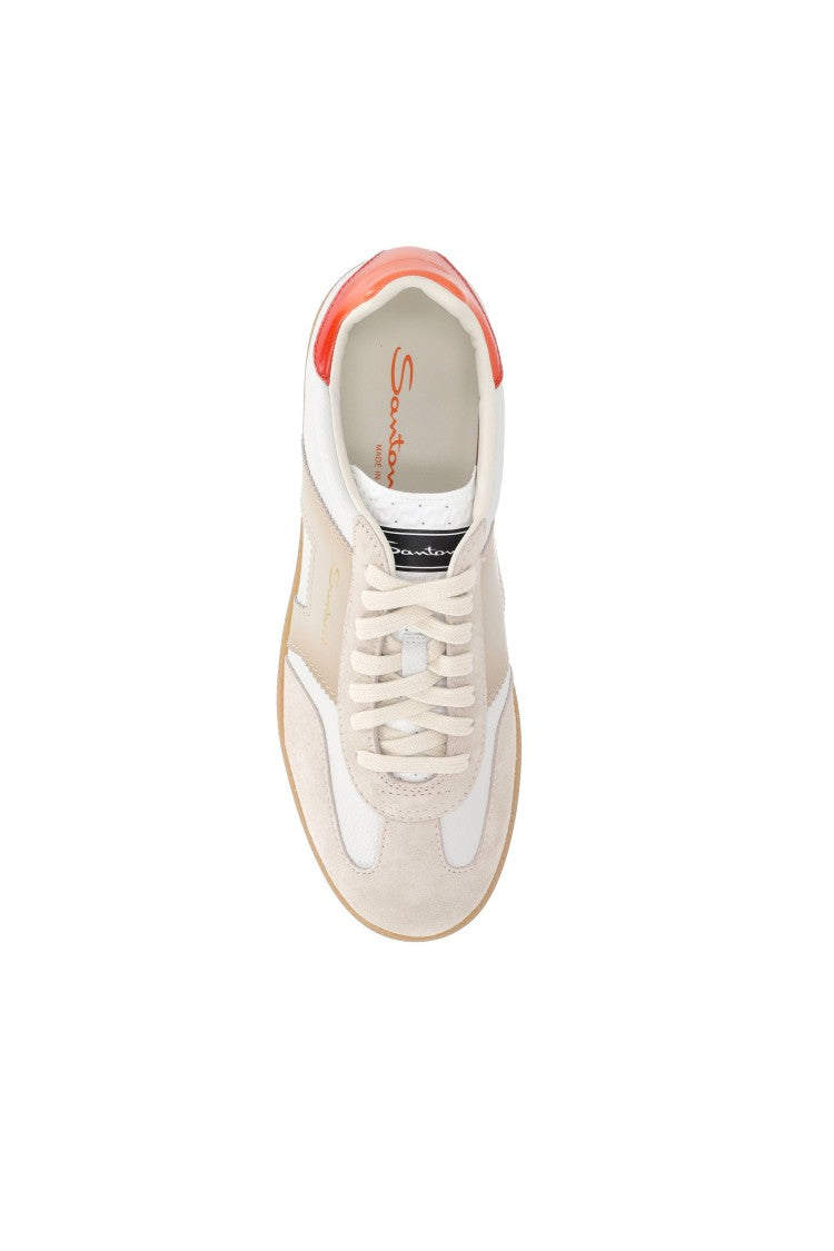 Santoni Olympic Classic Leather And Suede Sneakers