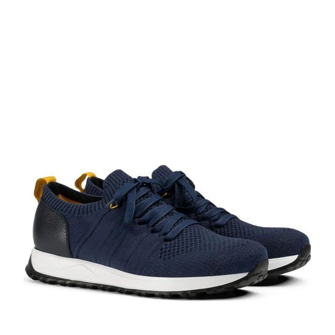 Doucal's Blue Knitted Snug Collar Contrasting Sole Sneakers