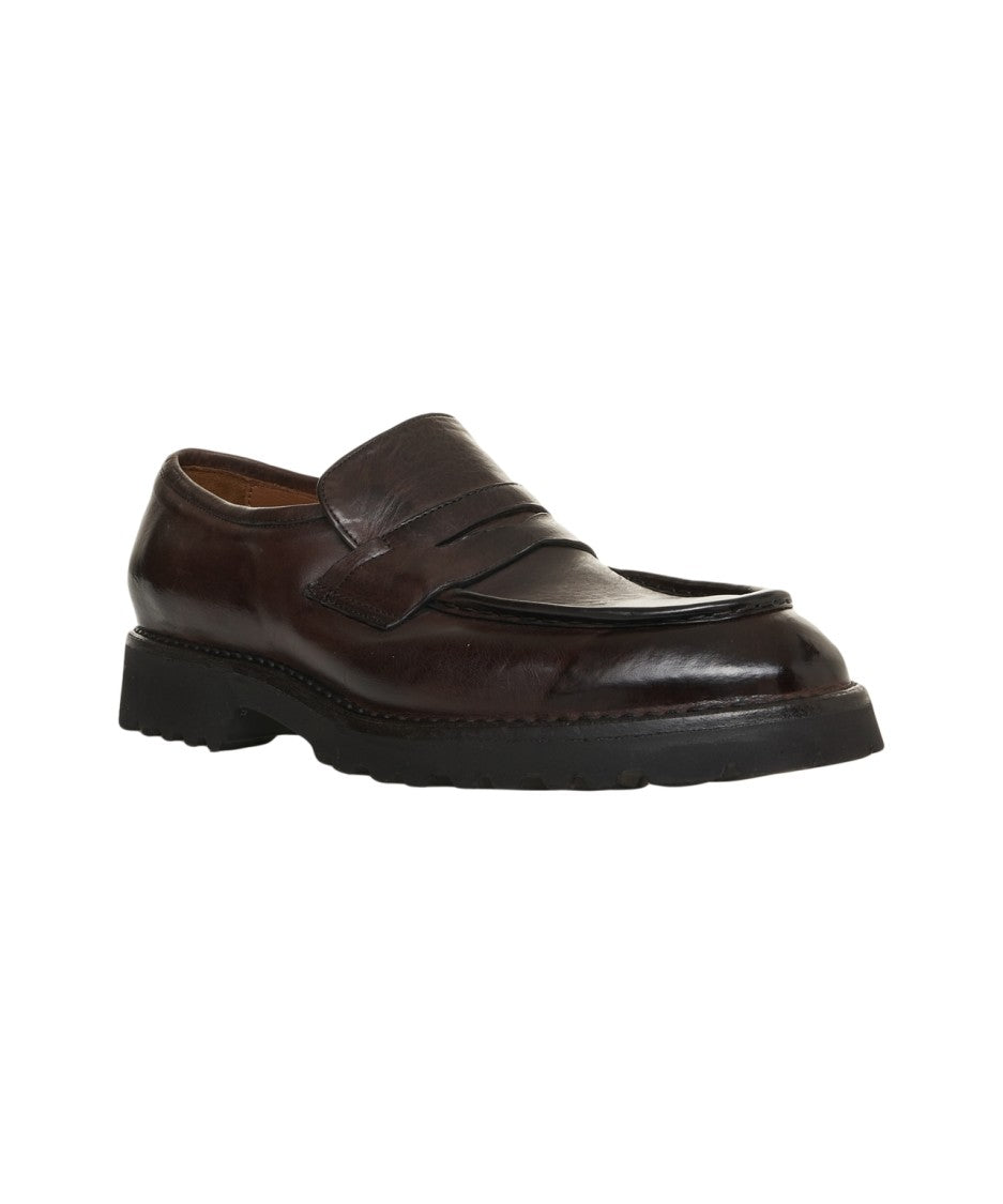Green George Leather Penny Loafers With Sculpted Outsole