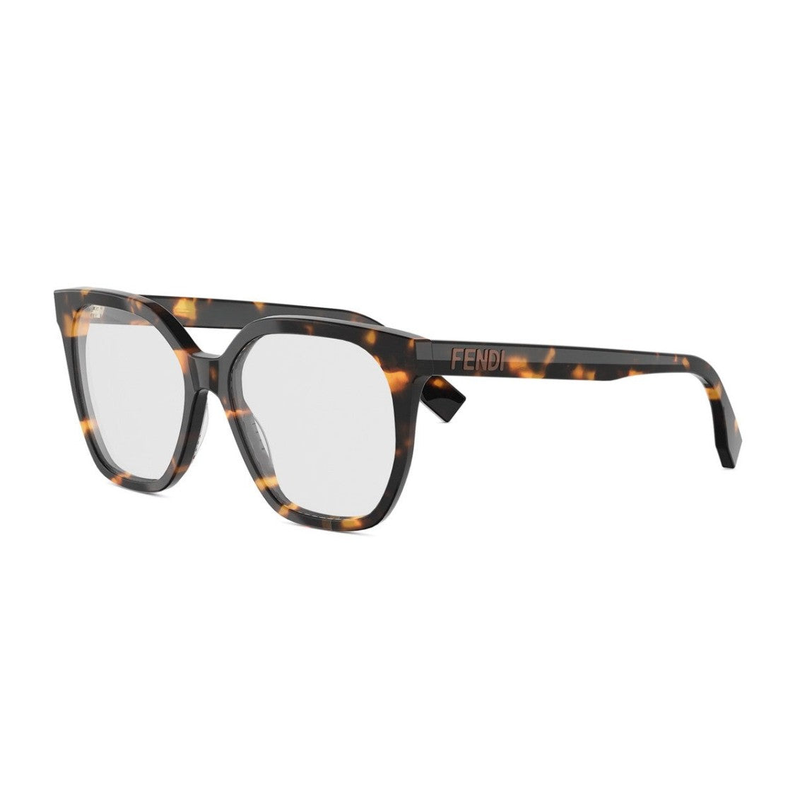 Fendi Havana Lettering Acetate Square Sunglasses