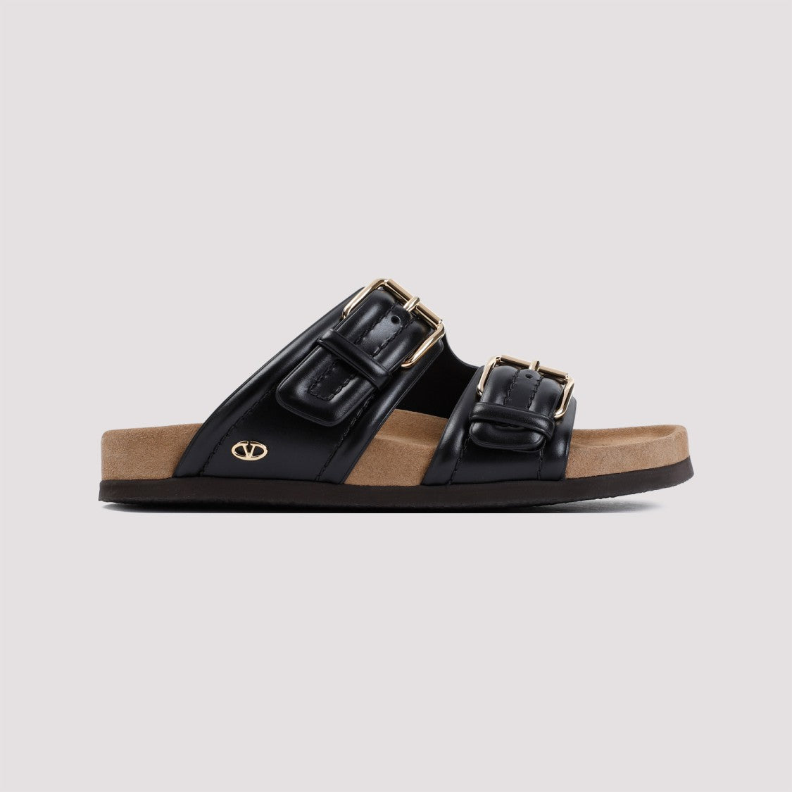 Valentino Fussfriend Slide Black Calf Leather Sandals