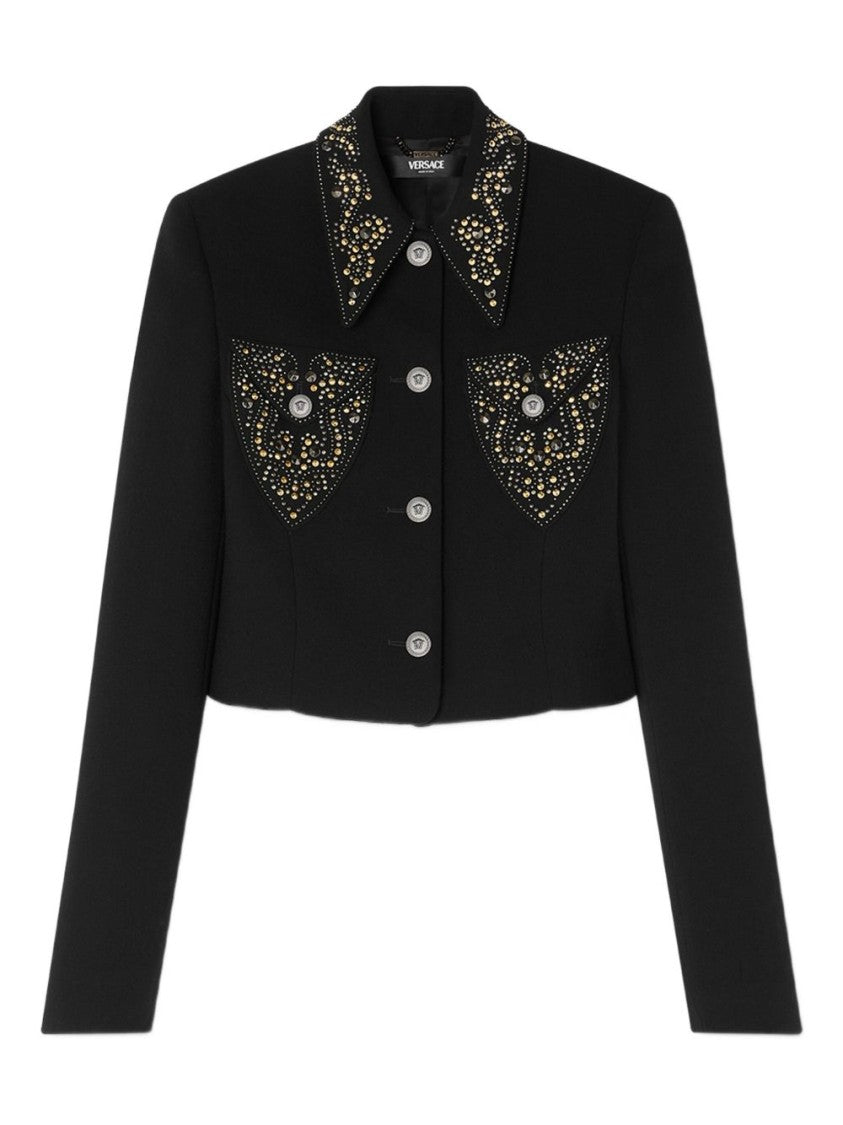 Versace Cropped Black Jacket With Tailored Fit