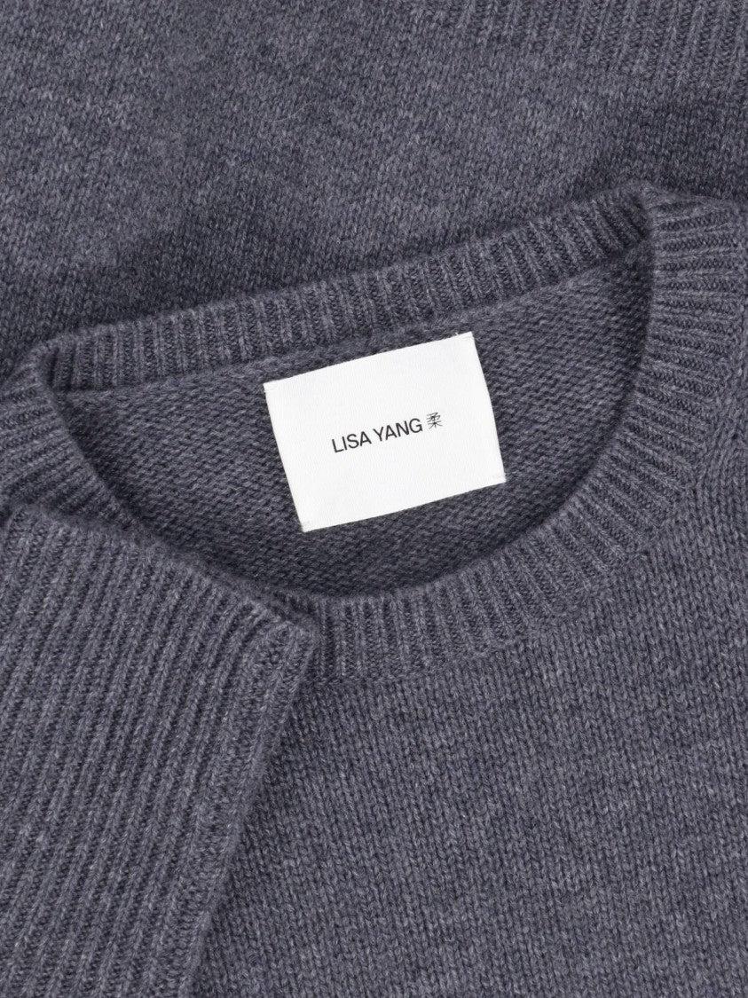 Lisa Yang Grey Relaxed Fit Ribbed Knit Sweater