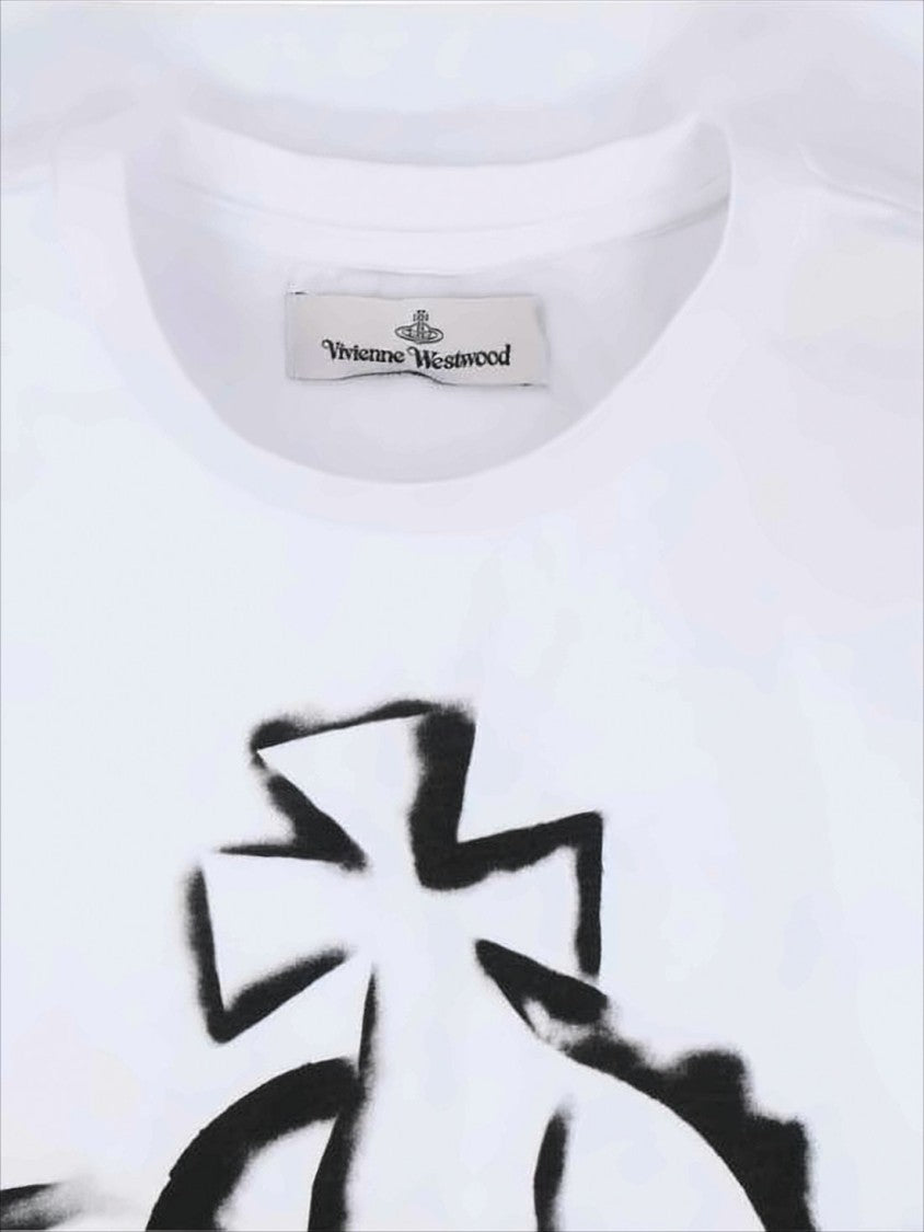 Vivienne Westwood Short-Sleeve White Cotton T-Shirt With Abstract Graphic Design