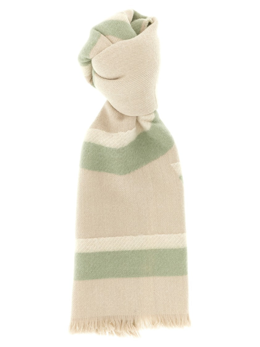 Loewe Double-Sided Wool And Cashmere Scarf With Maxi Jacquard Logo