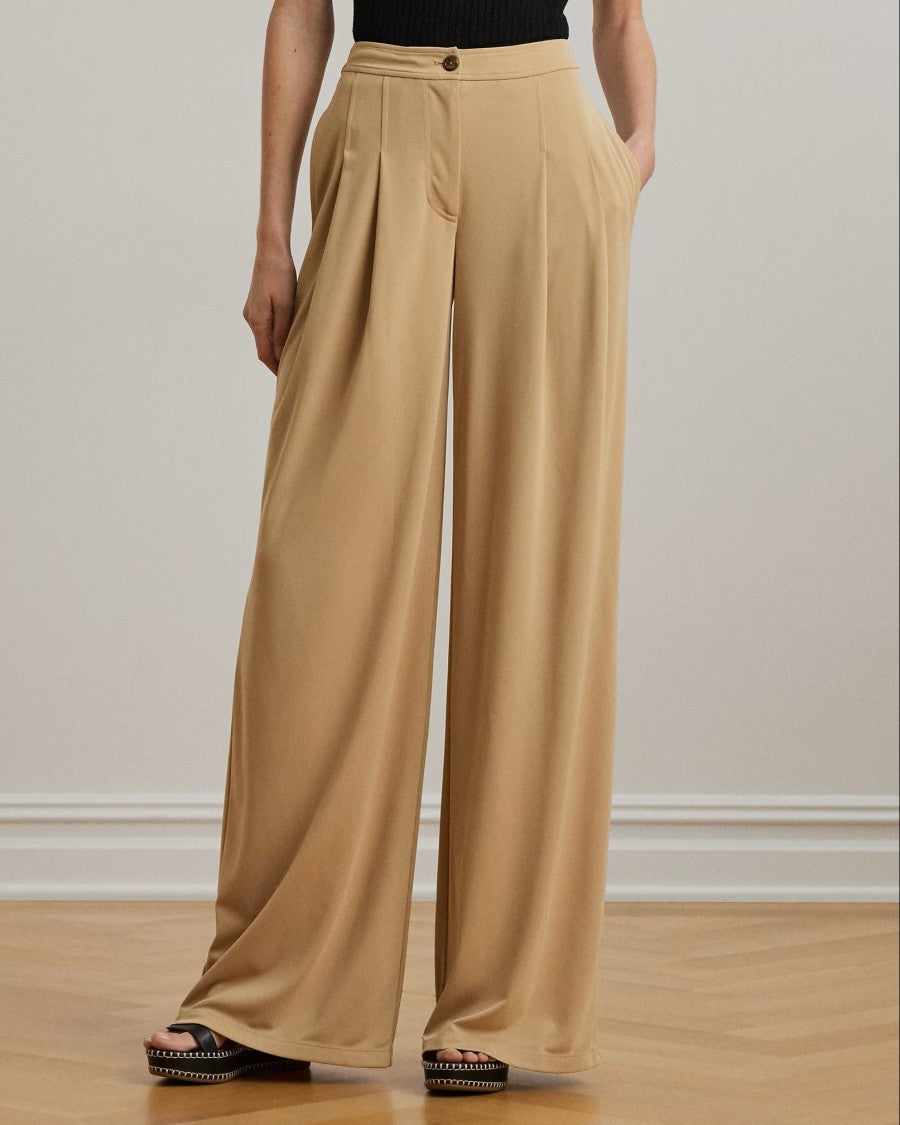 Lauren Ralph Lauren Chabrell Full-Length Pleated Matte Jersey Pants