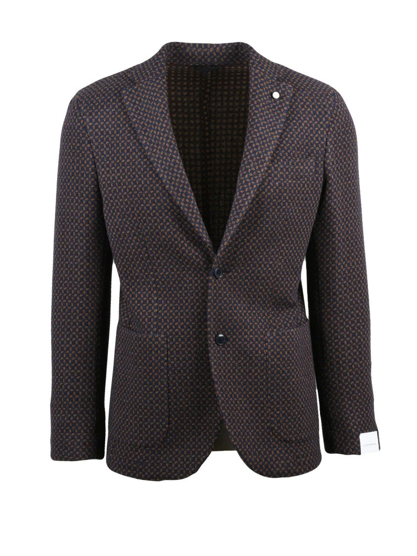 Luigi Bianchi Textured Rounded Jacket With Classic Lapel And Dual Pockets
