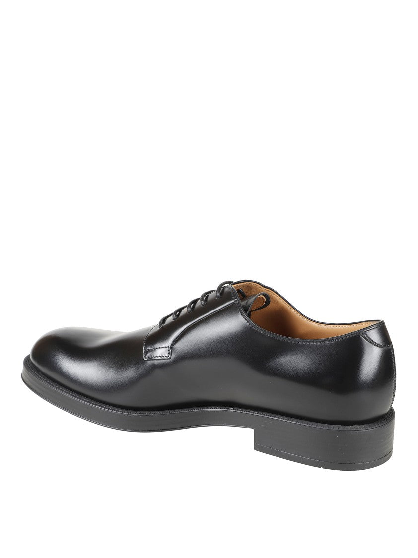 Tod's Polished Leather Lace-Up Shoes With Rounded Toe