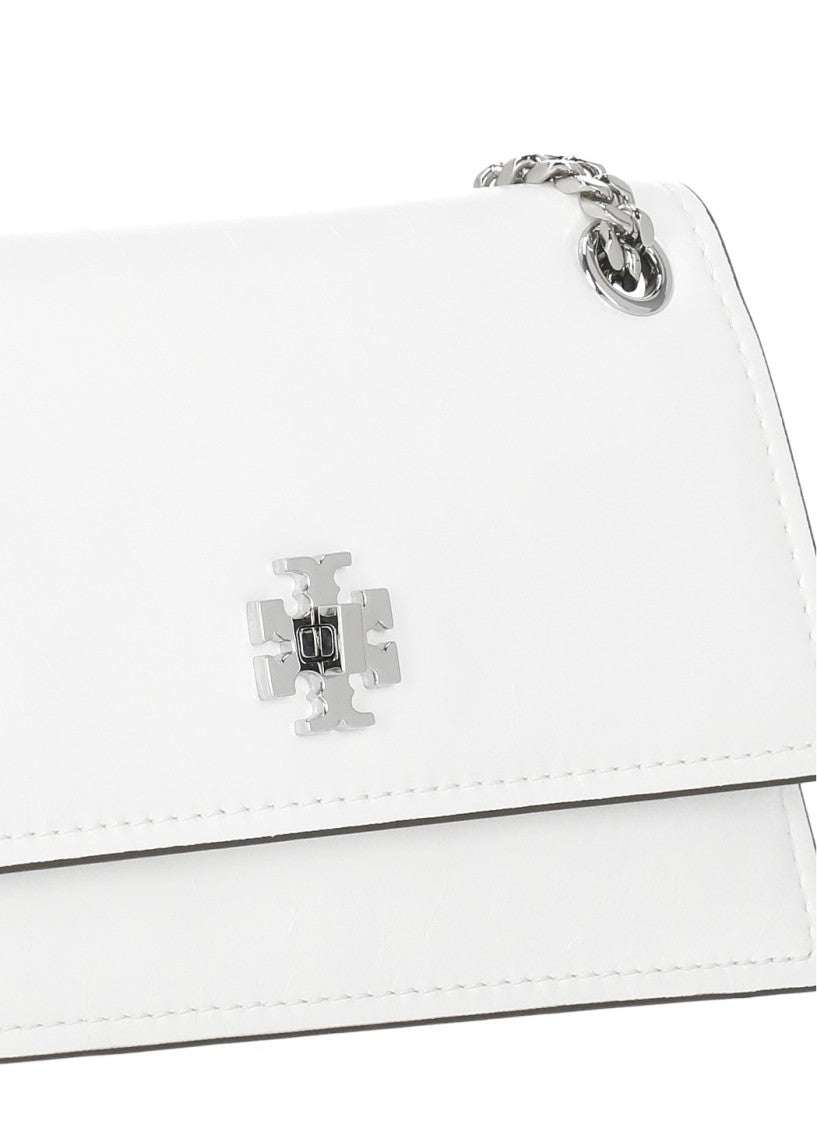 Tory Burch Rectangular White Leather Kira Turnlock Mini Bag