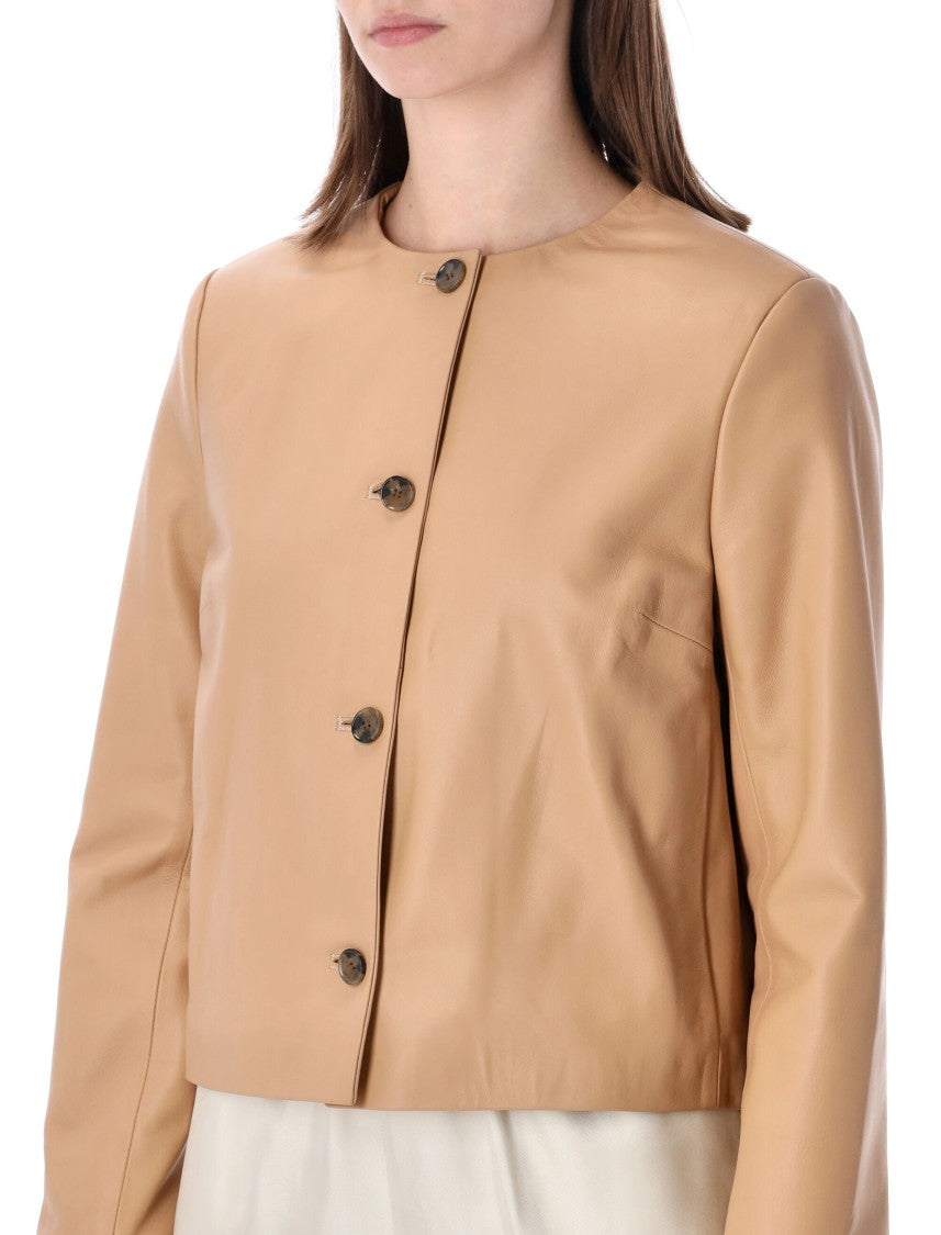 Loulou Studio Raho Smooth Leather Cropped Jacket