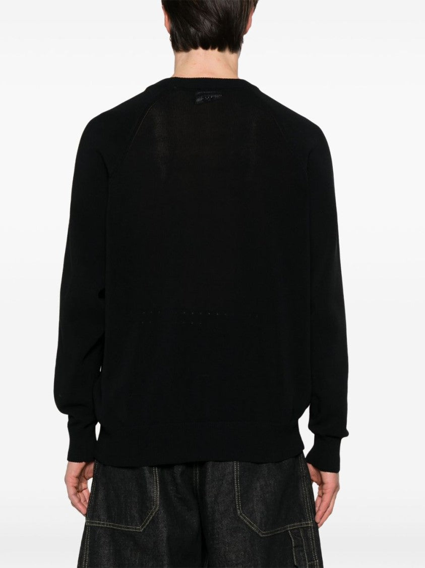 Y-3 Intarsia-Knit Black Crewneck Sweater