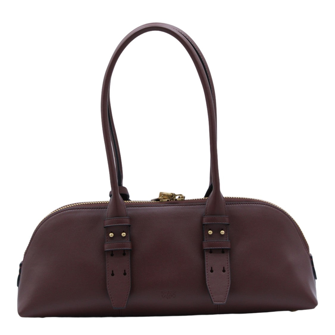 Pinko Sleek Elongated Purple Bag With Gold-Tone Padlock Detail