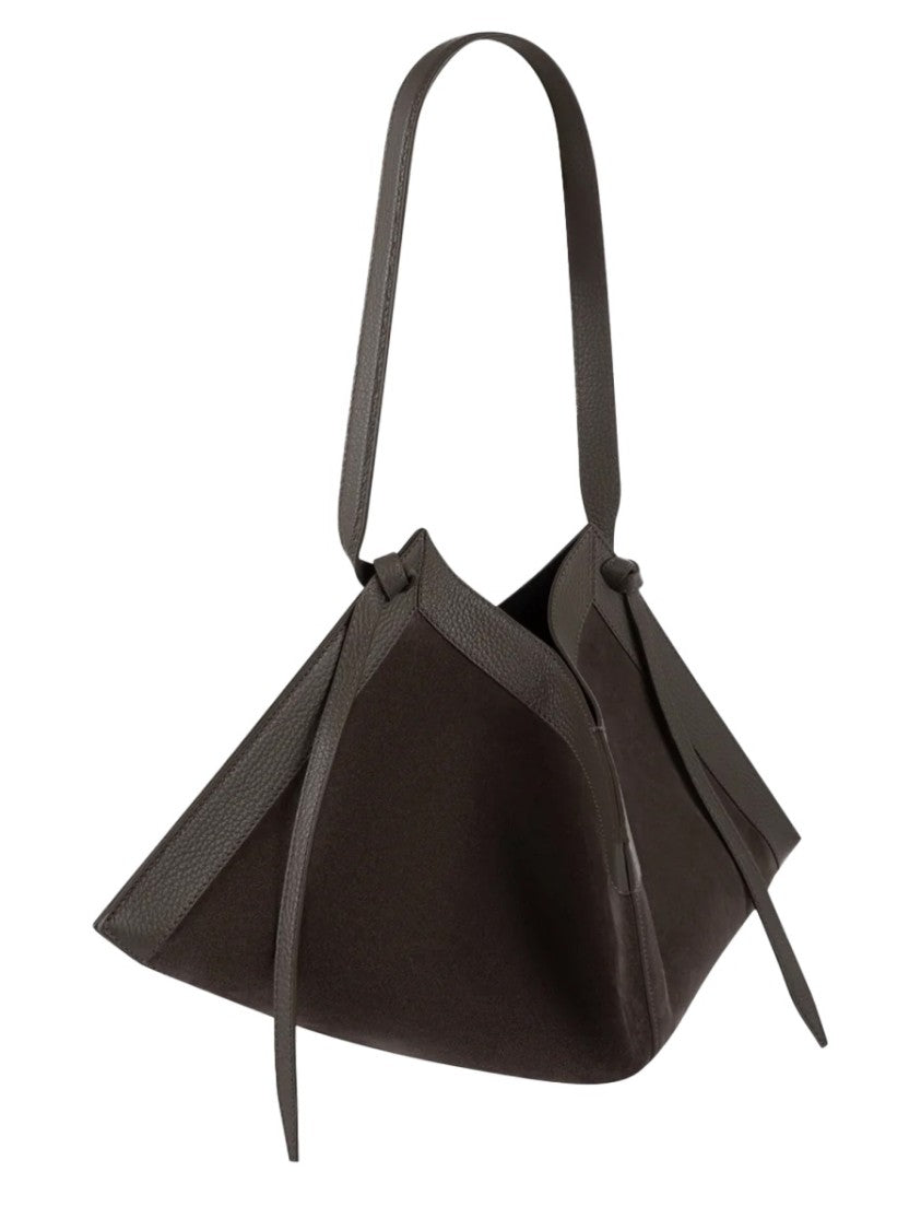 Yuzefi Wonton Geometric Origami-Inspired Leather Shoulder Bag