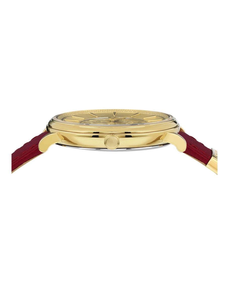 Versace V-Circle Medusa Strap Watch With Gold Sunray Dial