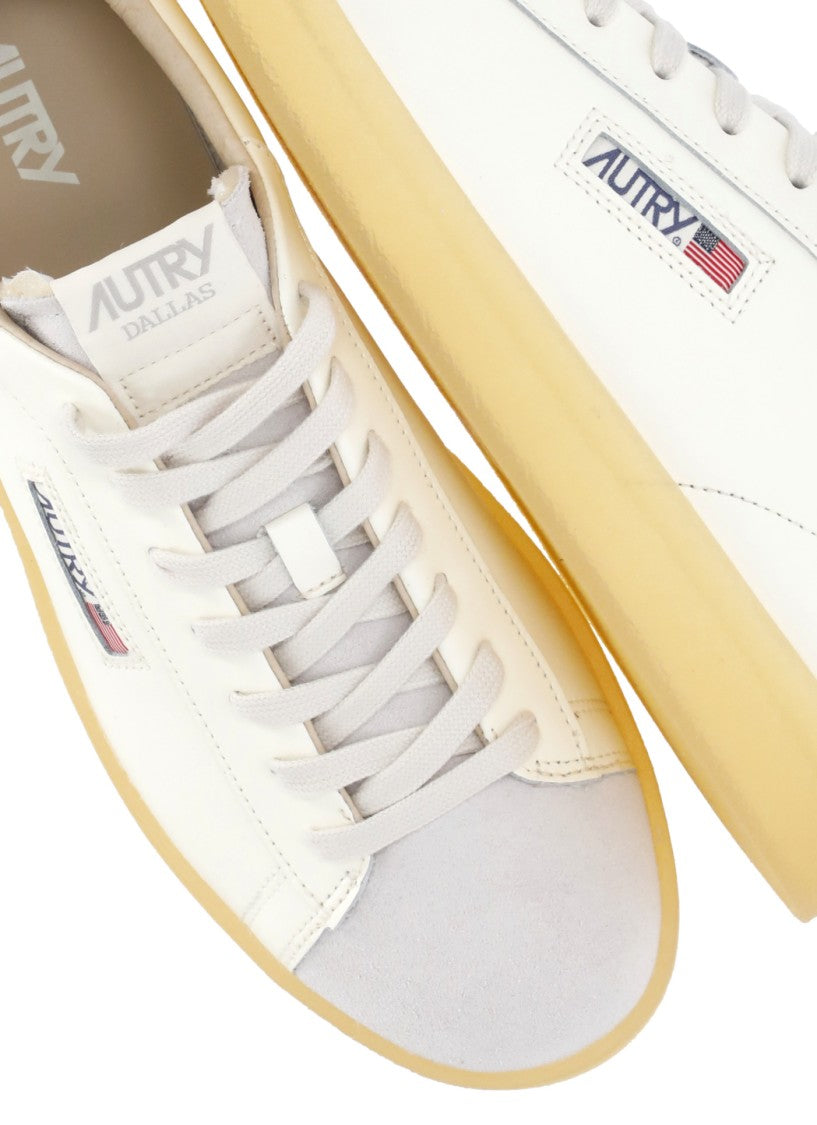 Autry Ivory Suede Tip Yellow Sole Leather Sneakers