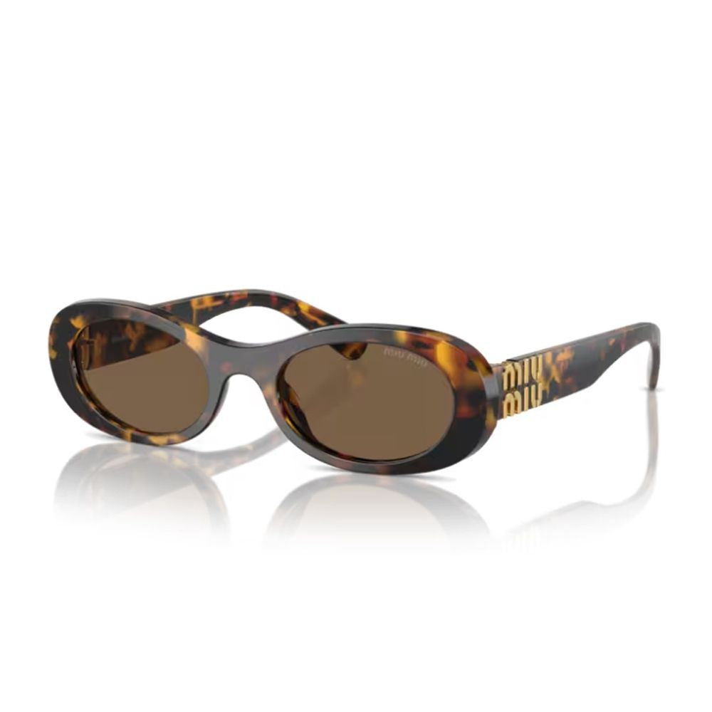 Miu Miu Oversized Oval Sunglasses In Dark Havana Acetate