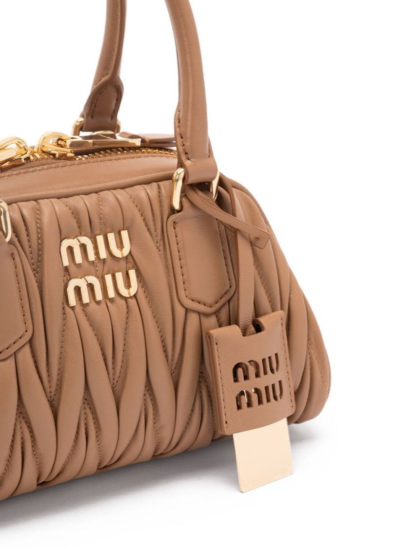 Miu Miu Brown Arcadie Matelassé Nappa Leather Bag