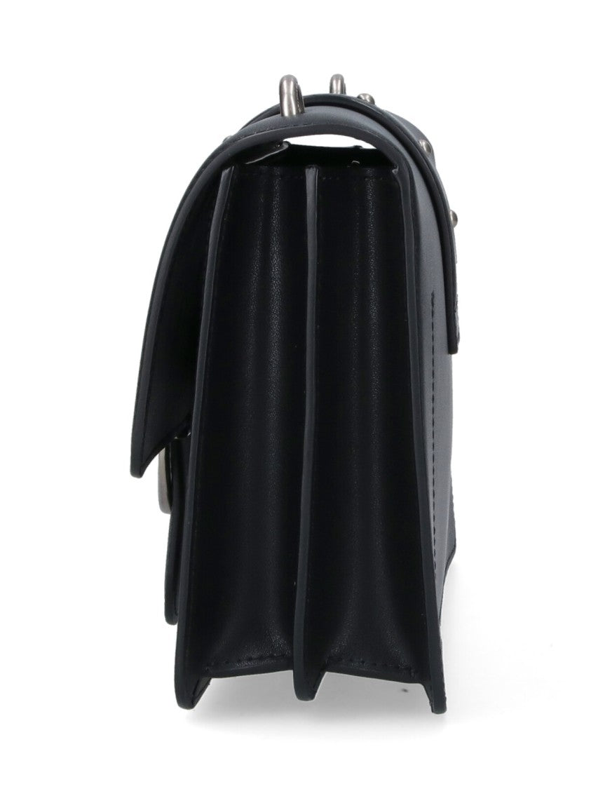 Pinko Structured Black Bag With Metallic Chain Strap