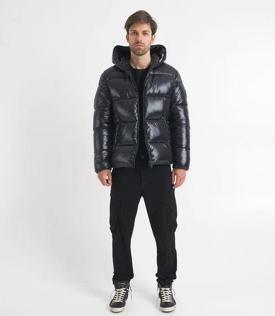 Save The Duck Short Lacquered Down Jacket With Fixed Hood