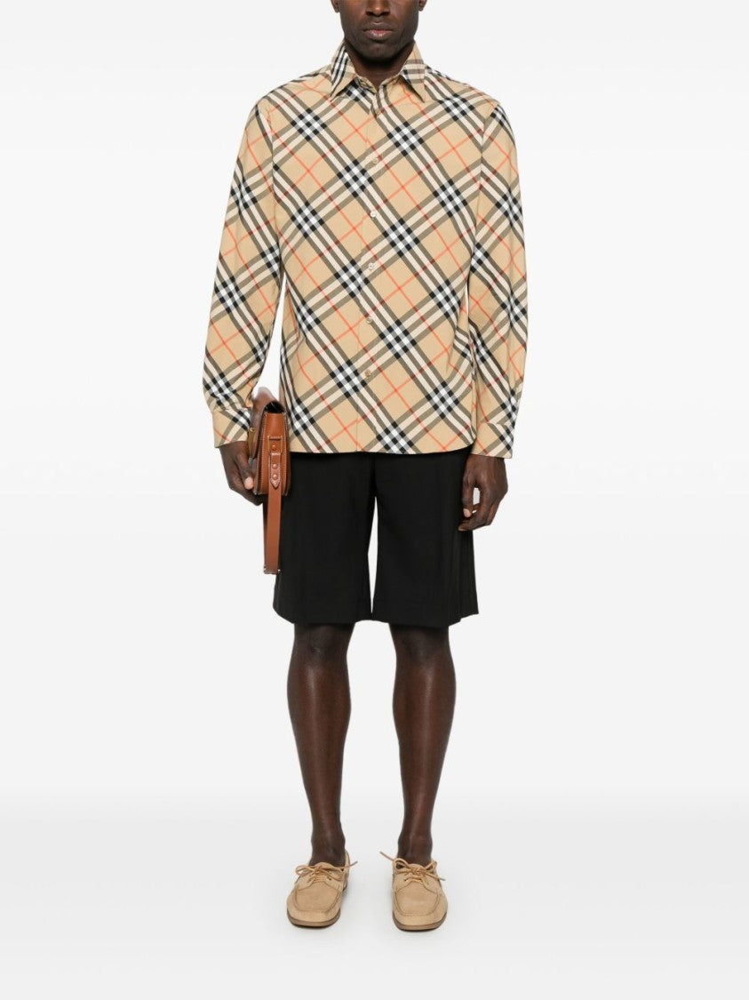 Burberry Check Print Casual Shirt With Classic Spread Collar