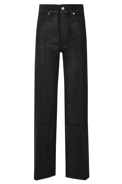 Paige Black Rayon-Blend Distressed Straight-Leg Jeans
