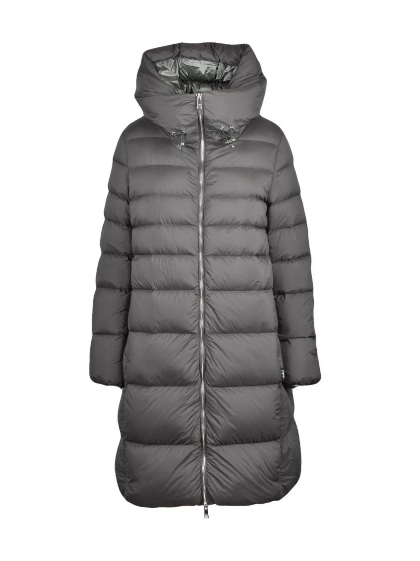 Add Quilted Down Jacket With High Collar And Adjustable Toggles