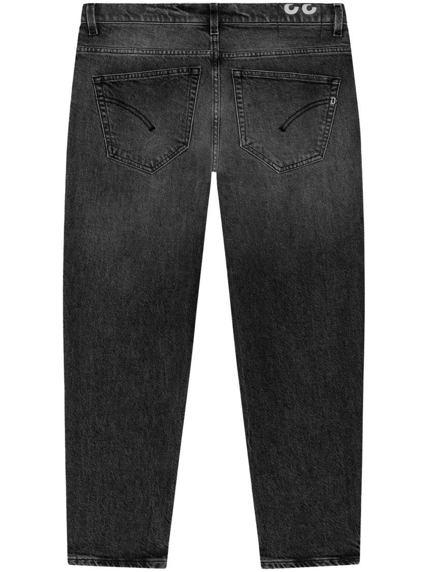 Dondup Cropped Black Trousers With Classic Five-Pocket Design
