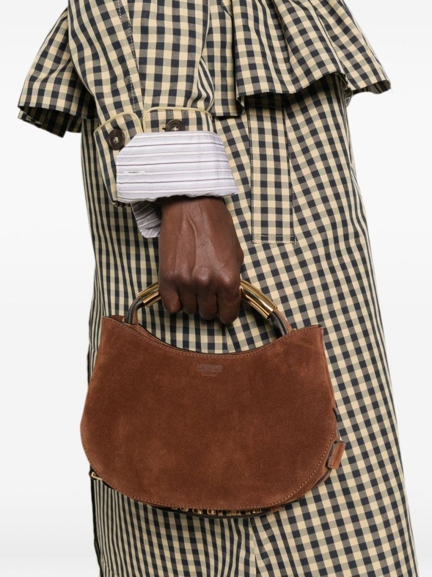 Moschino Curved Suede Handbag - Brown