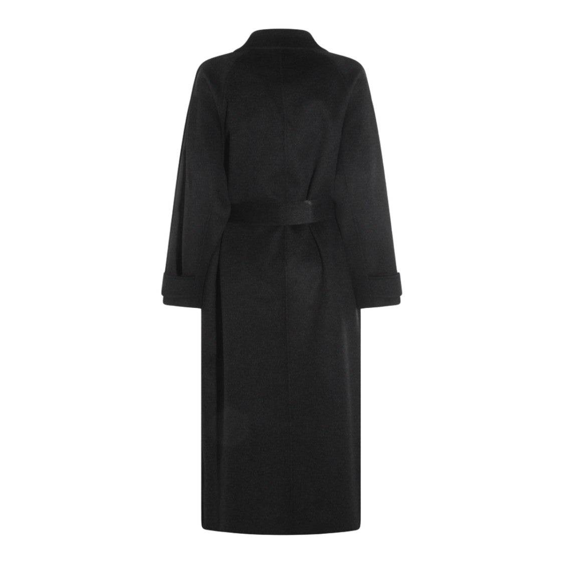 The Dynamis Studio Double-Breasted Black Coat With Fabric Belt