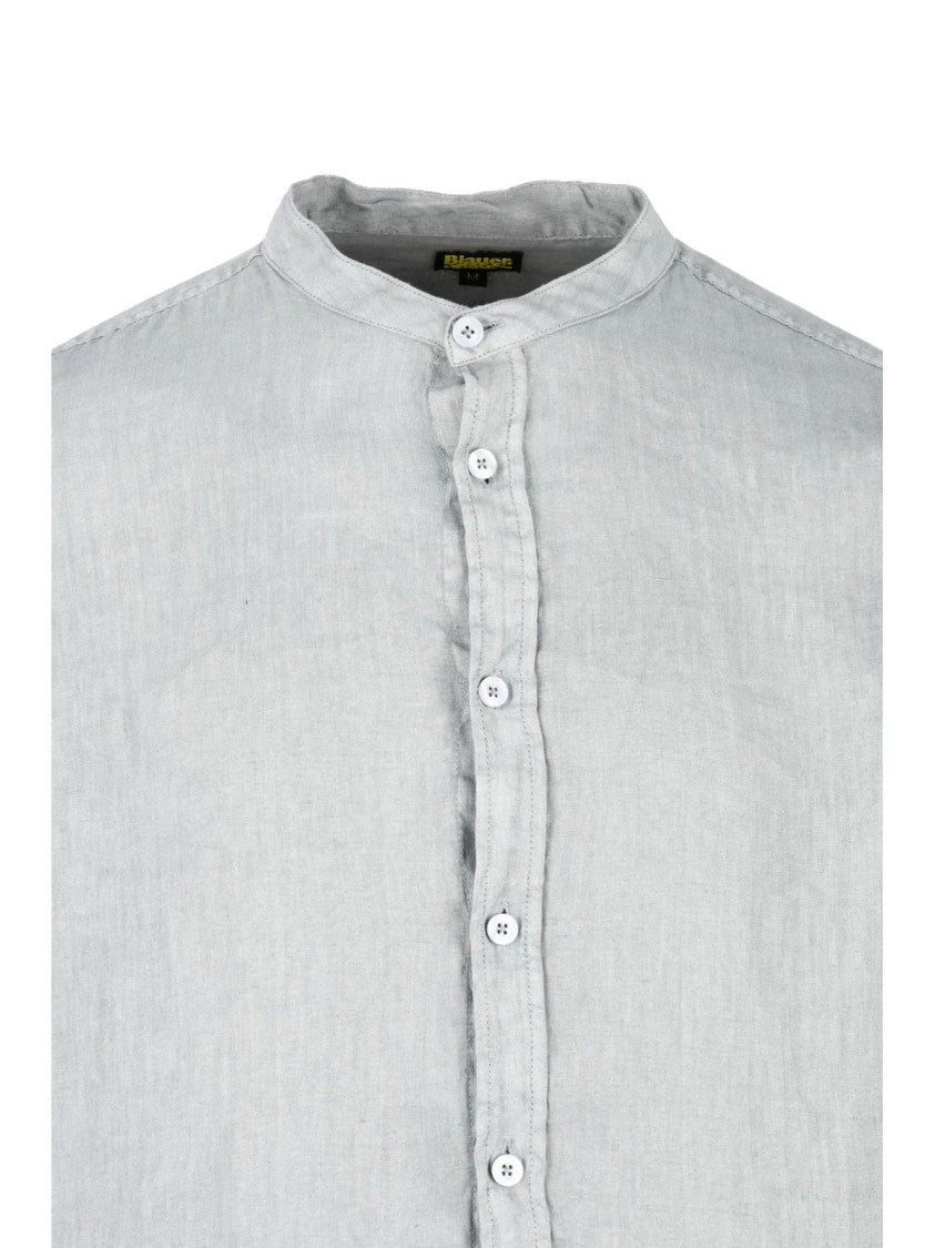 Blauer Grey Mandarin Linen Shirt