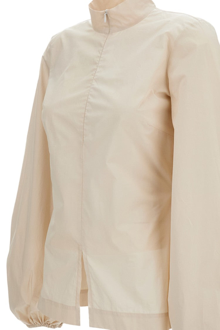 The Latest Cotton Shirt With High Collar And Central Zip Closure