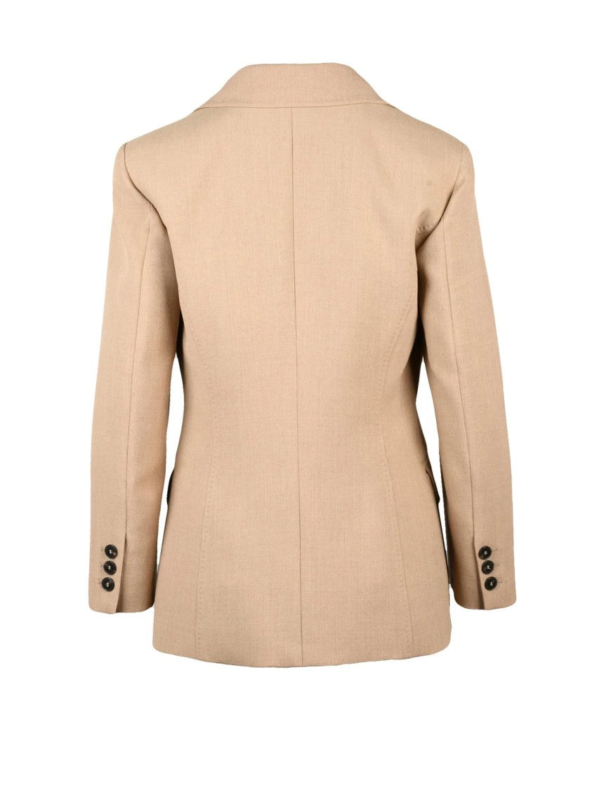 Marella Tailored Beige Fitted Jacket With Classic Button Closure