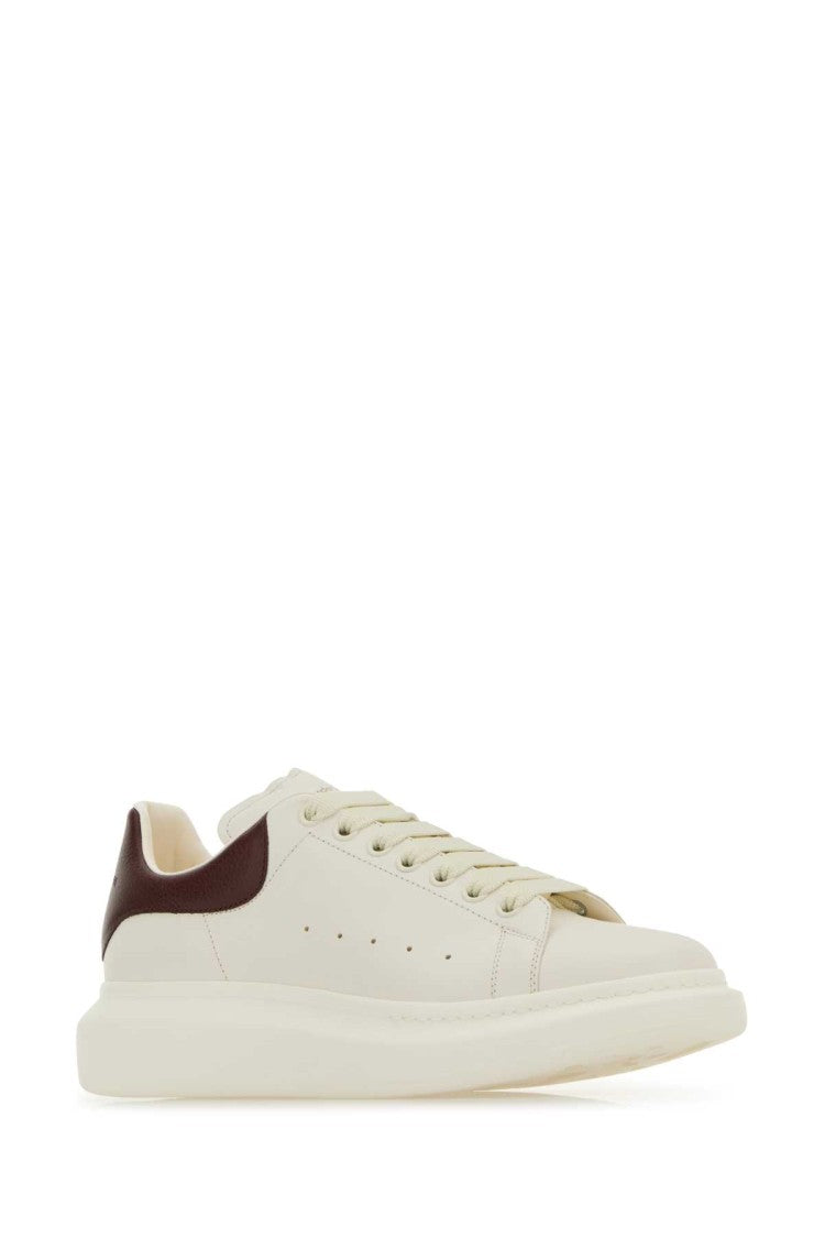 Alexander Mcqueen White Leather Sneakers With Burgundy Leather Heel