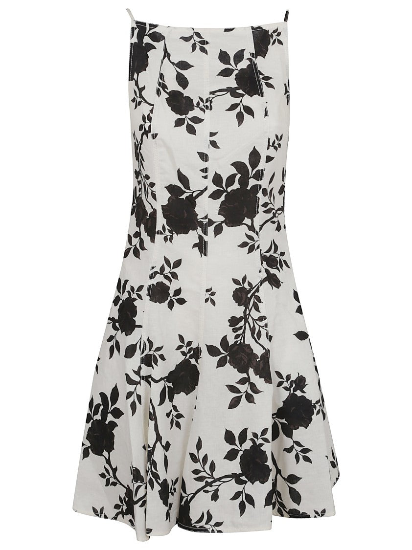 Self-Portrait Floral Print Linen Blend Dress