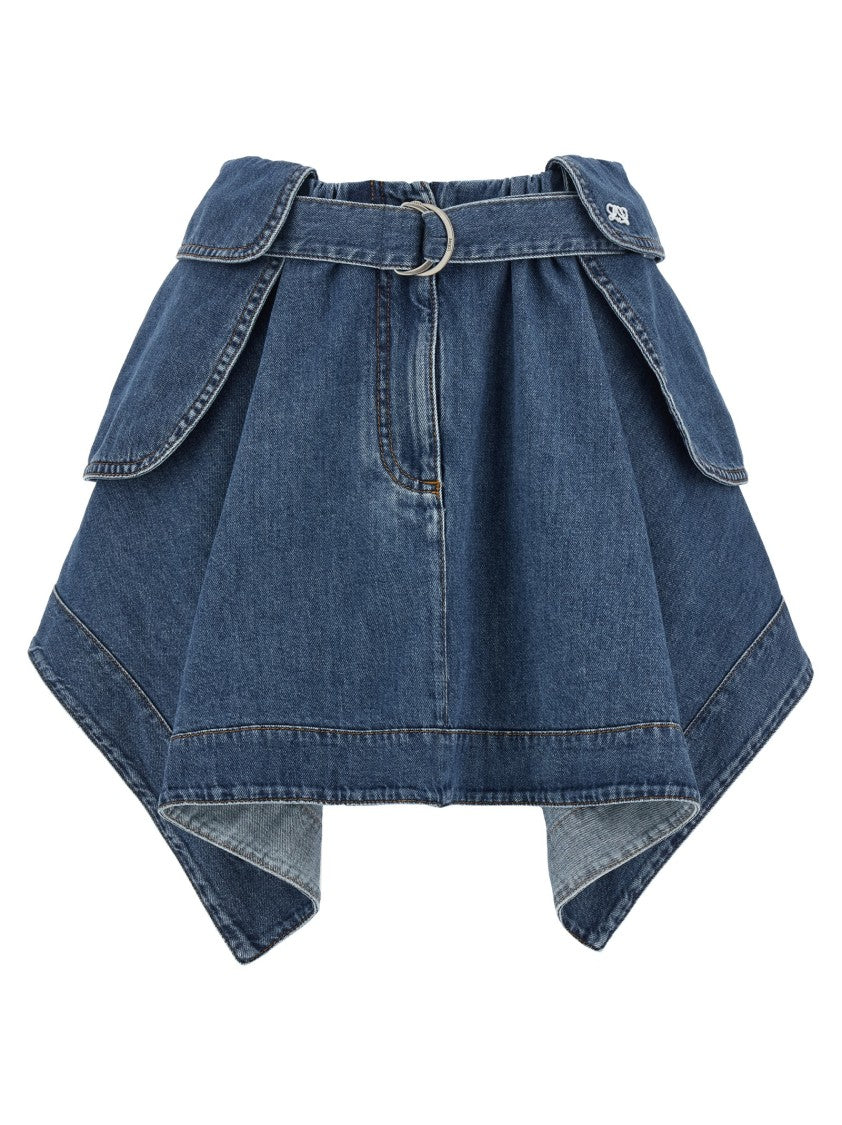 Loewe Asymmetrical Mini Skirt With Cargo Flaps And Ruffled Waist