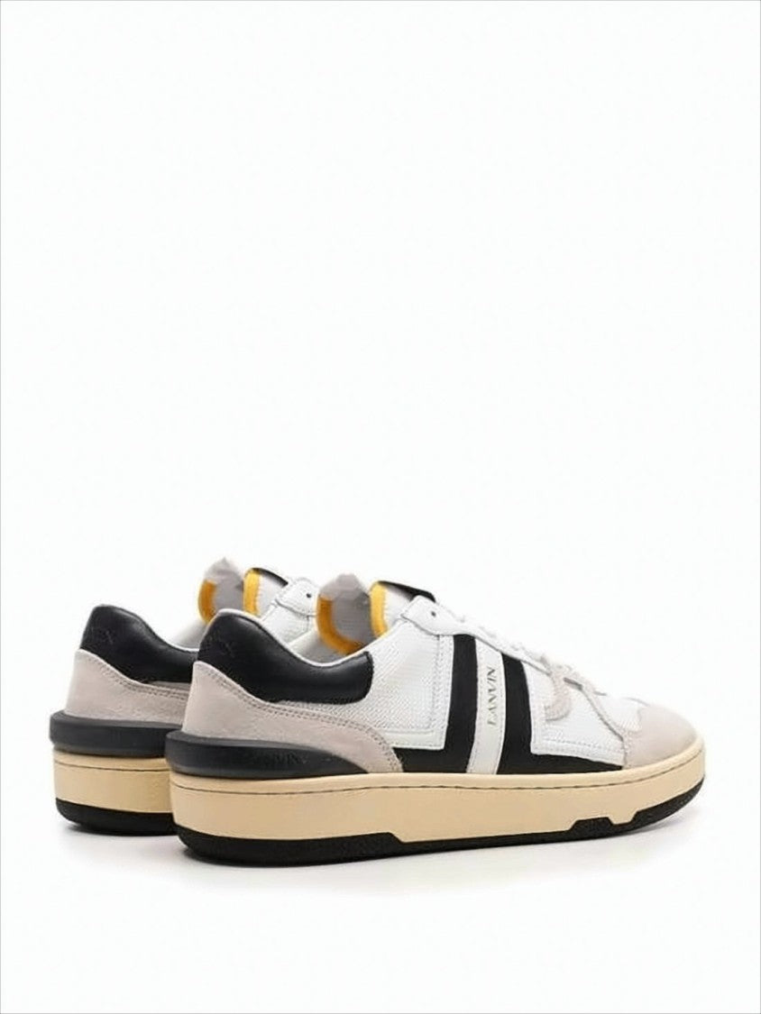 Lanvin Low-Top Sneakers With Beige Suede And Black Leather Accents