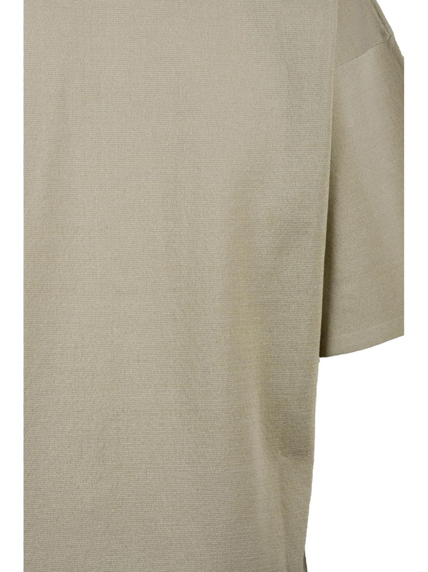 Alpha Studio Beige Cotton Nylon Crew Neck Knitwear Top