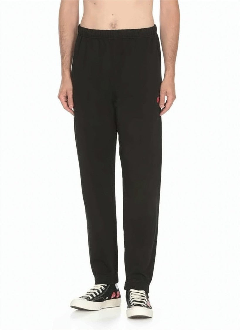 Kenzo Black Cotton Jogger Pants With Elastic Waistband And Logo Detail