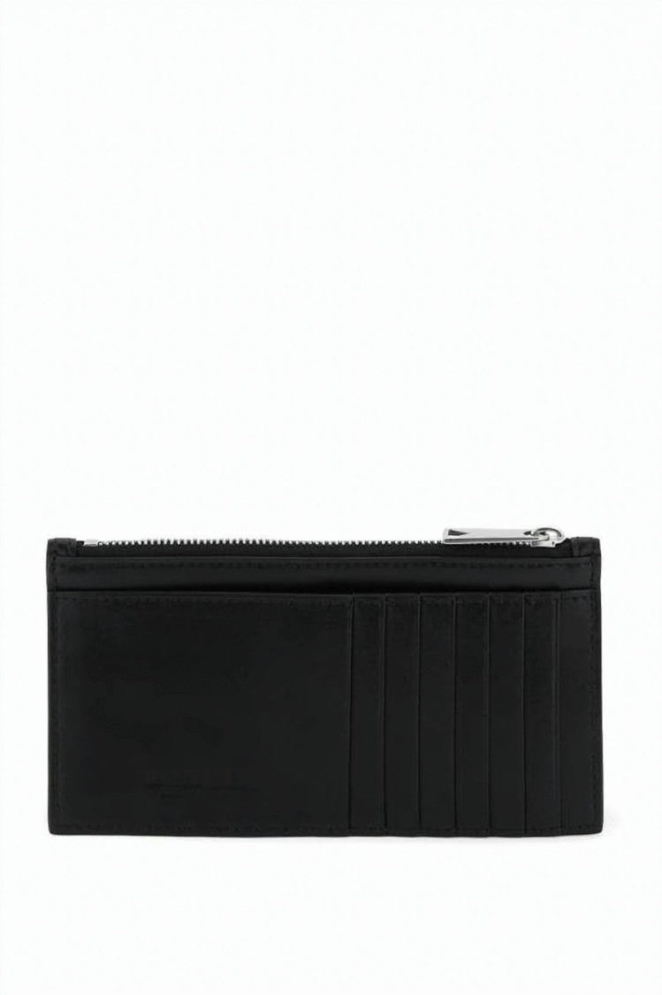 Bottega Veneta Woven Leather Slim Wallet With Zippered Closure
