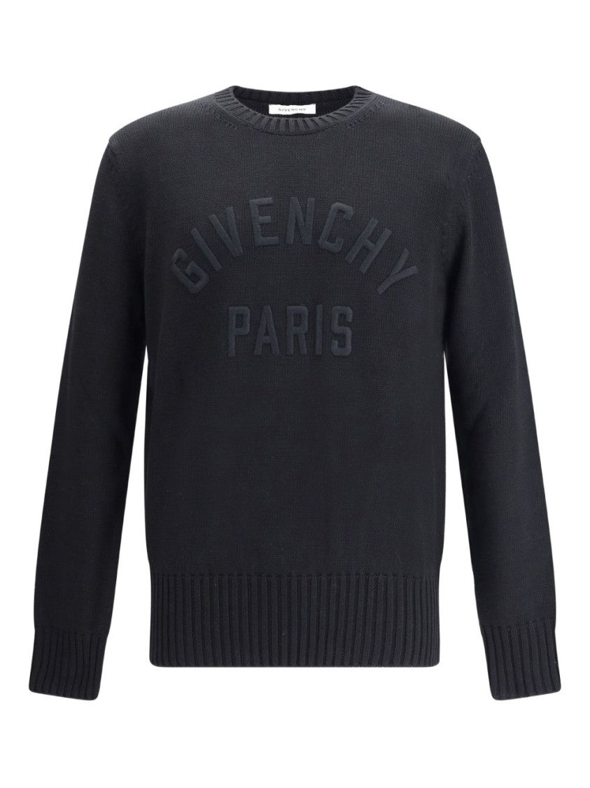 Givenchy Black Embossed Logo Crew Neck Sweater
