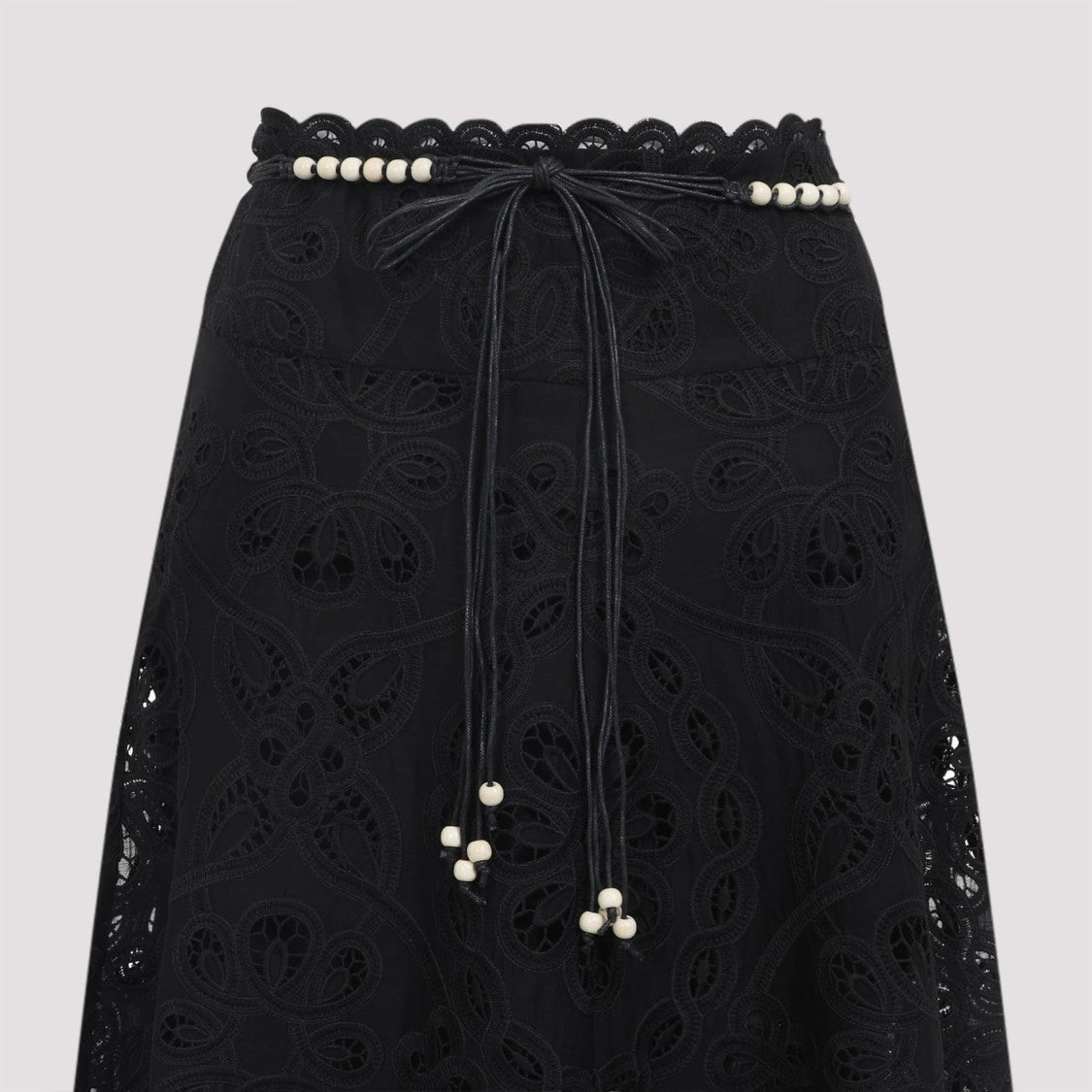 Zimmermann Flowing Black Skirt With Lace Detailing