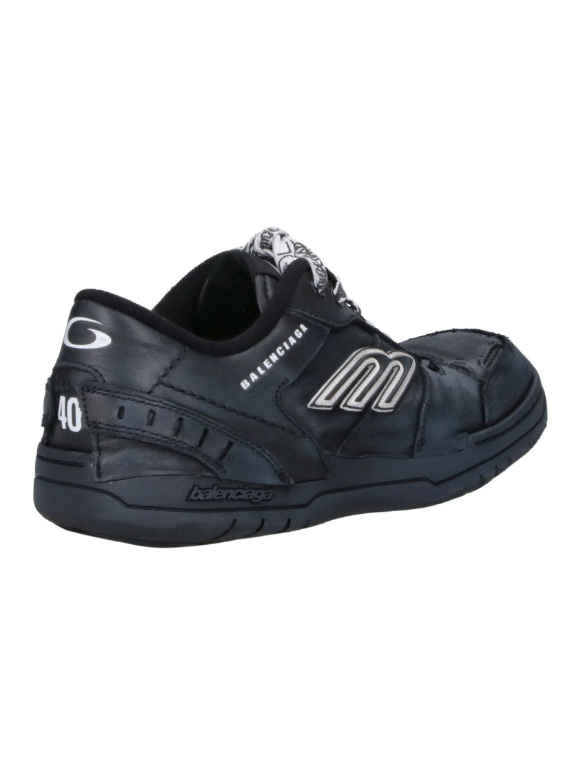 Balenciaga Black Hamptons Calfskin Leather Low-Top Sneakers