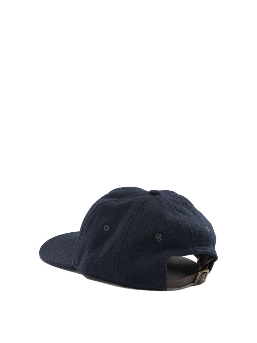 Rrl By Ralph Lauren Structured Navy Blue Cap With Embroidered Logo And Adjustable Strap
