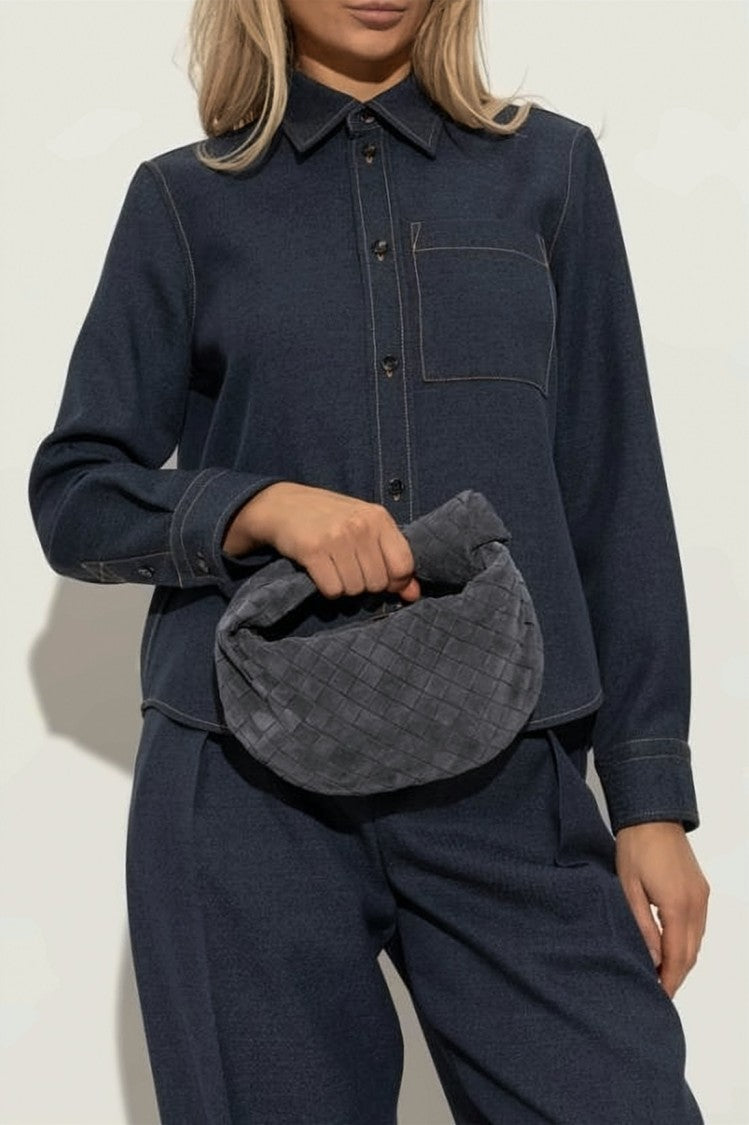 Bottega Veneta Suede Tote Bag With Woven Pattern