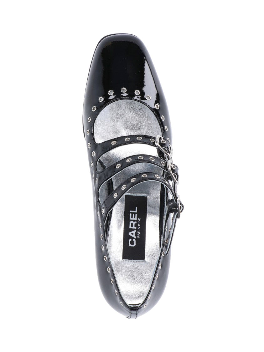 Carel Mary Jane "Camden" Pumps In Black Patent Leather