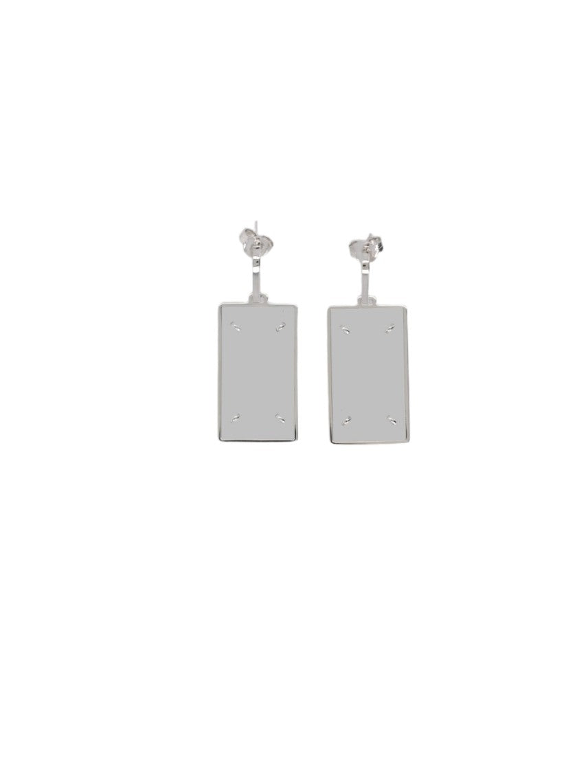 Maison Margiela Minimalist Rectangular Drop Earrings With Polished Finish