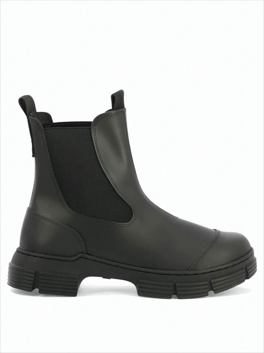 Ganni Matte Black Spider Rubber Ankle Boots With Chunky Sole