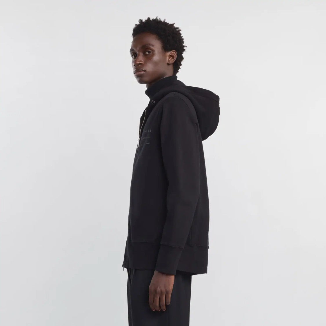 Hogan Refined Black Zip Hoodie In Virgin Wool