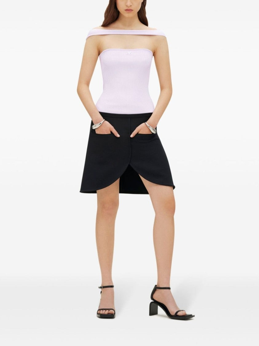 Courrèges Light Pink Ribbed Knit Top